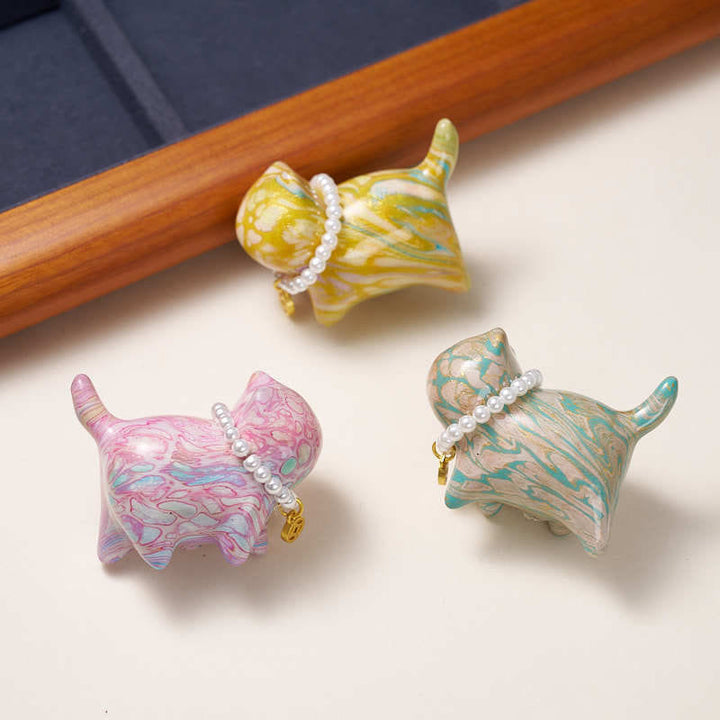 Buddha Stones, Sandelholz, Glücksbringer, Mini-Katze, Lack, Handwerk, Heilende Dekoration, zufällige Farbe (Blindbox) - image 3