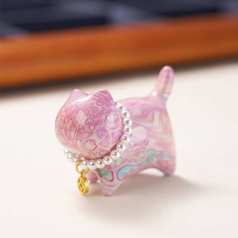 Buddha Stones, Sandelholz, Glücksbringer, Mini-Katze, Lack, Handwerk, Heilende Dekoration, zufällige Farbe (Blindbox) - image 5
