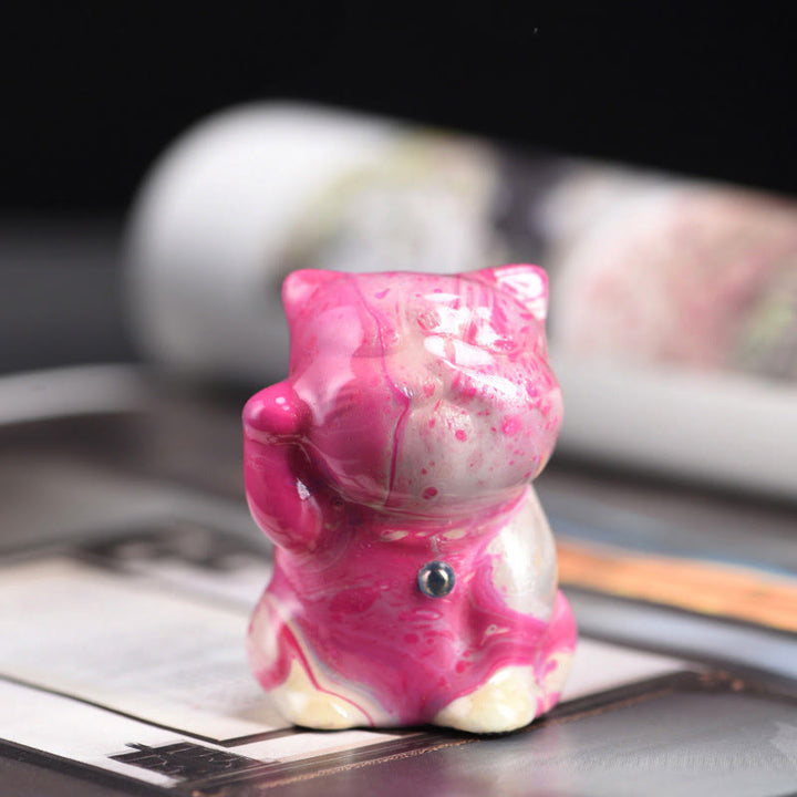 Buddha Stones, süße Mini-Katze, Palisander-Lack, Handwerk, warme Dekoration, zufällige Farbe (Blindbox) - Pink-Serie (zufällige Pink-Farbe) - image 3