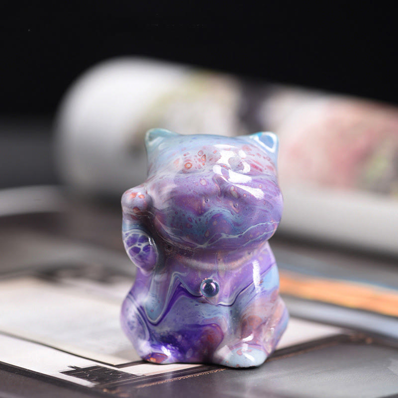 Buddha Stones, süße Mini-Katze, Palisander-Lack, Handwerk, warme Dekoration, zufällige Farbe (Blindbox) - Lila Serie (zufällige grüne Farbe) - image 11