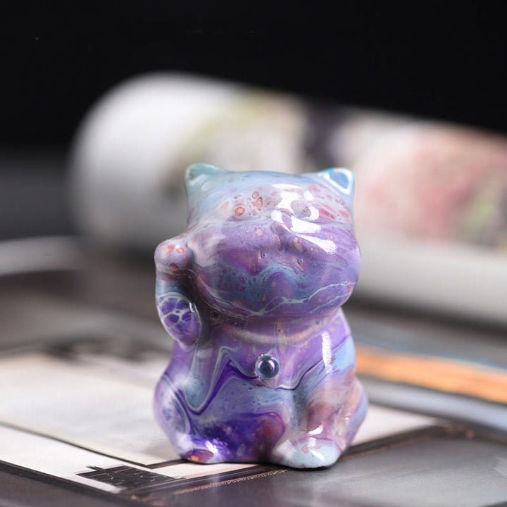 Buddha Stones, süße Mini-Katze, Palisander-Lack, Handwerk, warme Dekoration, zufällige Farbe (Blindbox) - Lila Serie (zufällige grüne Farbe) - image 11