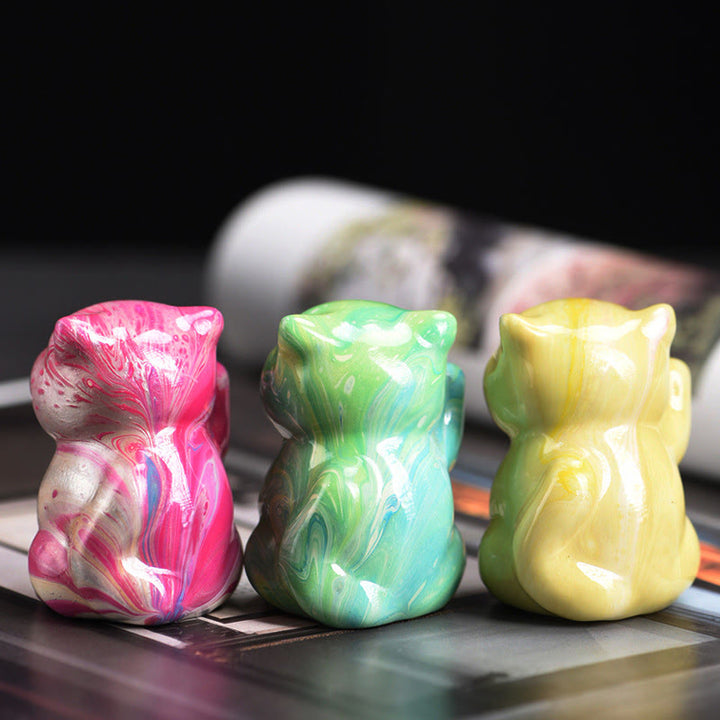 Buddha Stones, süße Mini-Katze, Palisander-Lack, Handwerk, warme Dekoration, zufällige Farbe (Blindbox) - image 4