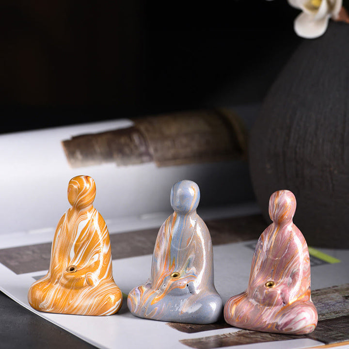 Buddha Stones, Mini-formloser Buddha, Ebenholz, Lackhandwerk, Frieden, Räucherstäbchenhalter, Dekoration