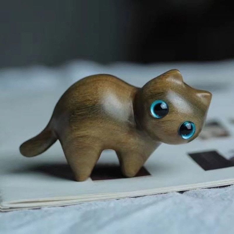 Buddha Stones, Mini, süße, streckende Katze, geschnitzt, beruhigende Schreibtischdekoration - Mini-Katze - image 1