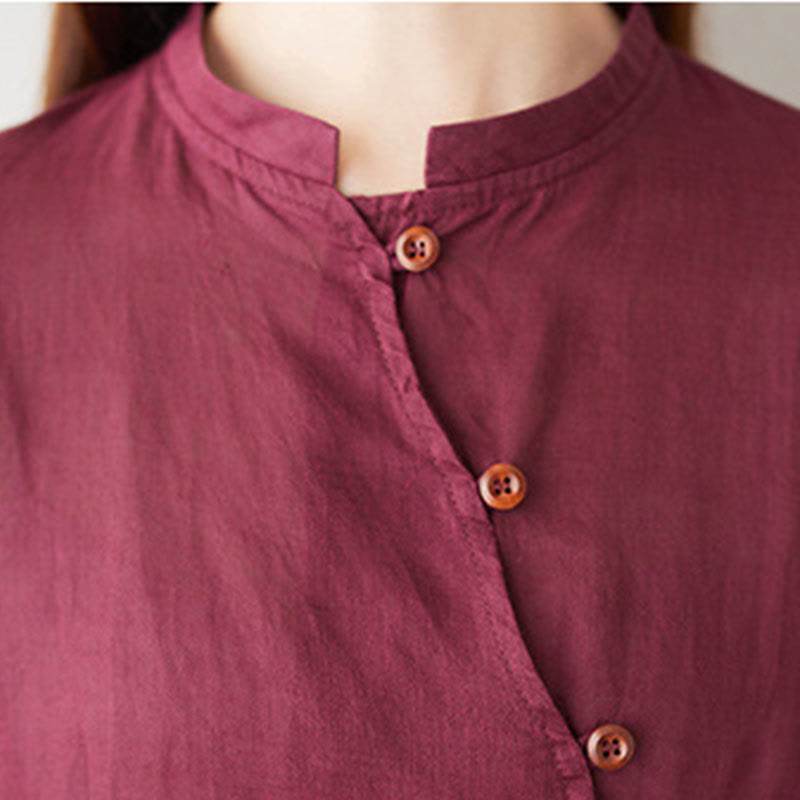 Buddha Stones Casual 2-teiliges Set: Schlichtes Dreiviertelarm-Hemd mit schrägem Kragen, weit geschnittene Hose mit Taschen – ideal für Meditation, Zen und Tai Chi. - image 9