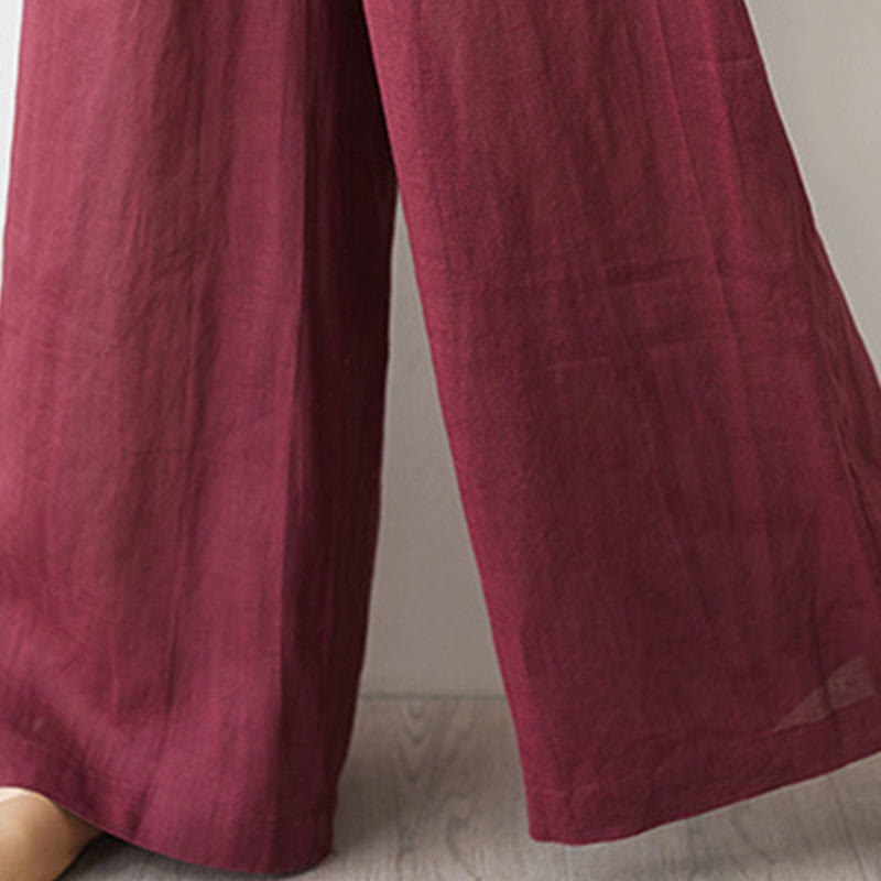 Buddha Stones Casual 2-teiliges Set: Schlichtes Dreiviertelarm-Hemd mit schrägem Kragen, weit geschnittene Hose mit Taschen – ideal für Meditation, Zen und Tai Chi. - image 13