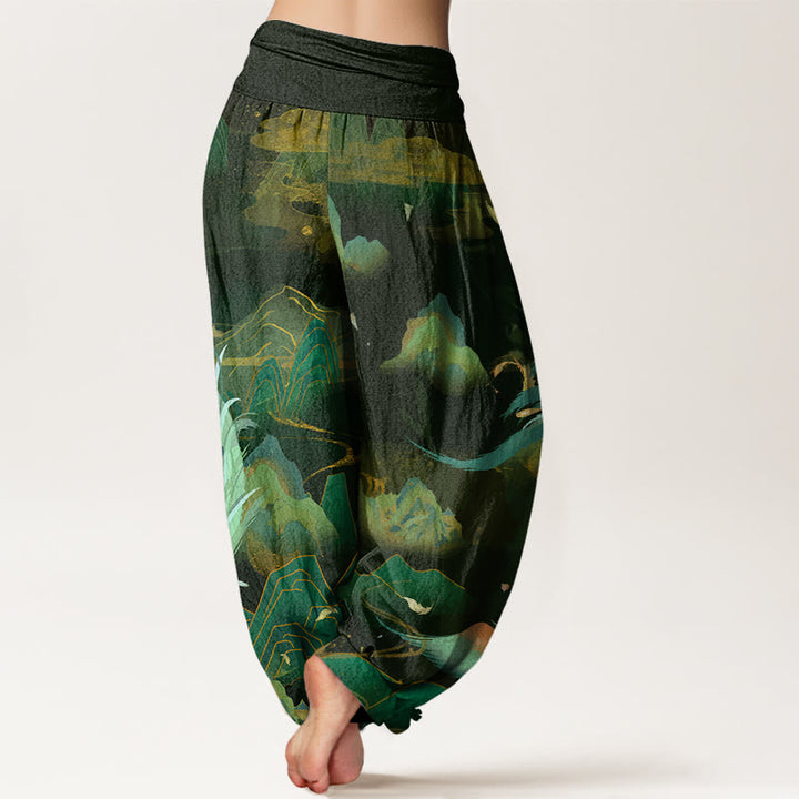 Buddha Stones Phoenix Mountain Cloud Pattern Damen Haremshose mit elastischer Taille - image 6
