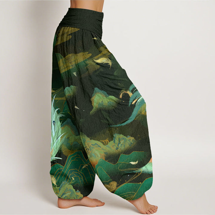 Buddha Stones Phoenix Mountain Cloud Pattern Damen Haremshose mit elastischer Taille - image 7