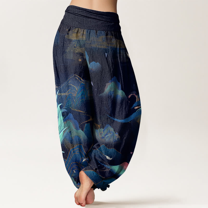 Buddha Stones Phoenix Mountain Cloud Pattern Damen Haremshose mit elastischer Taille - image 9