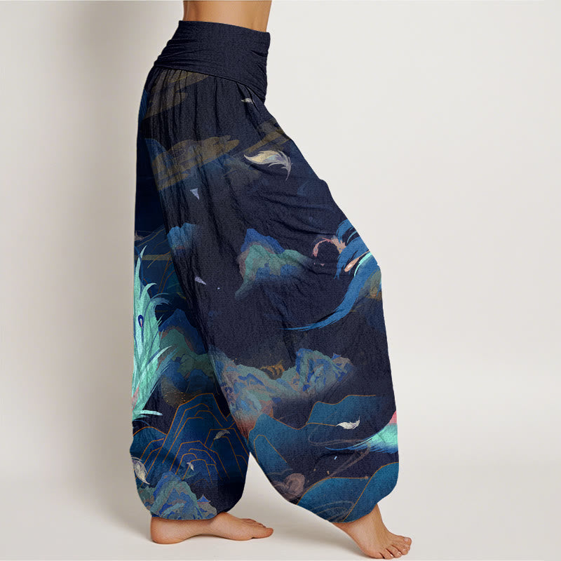 Buddha Stones Phoenix Mountain Cloud Pattern Damen Haremshose mit elastischer Taille - image 10