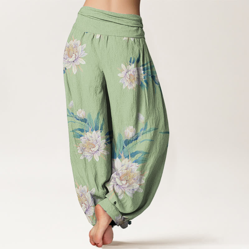 Buddha Stones Epiphyllum Muster Damen Haremshose mit elastischer Taille - image 2