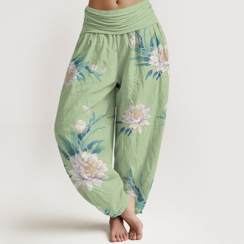 Buddha Stones Epiphyllum Muster Damen Haremshose mit elastischer Taille - Blassgrün - US22， UK/AU26，EU54 (6XL) - image 1