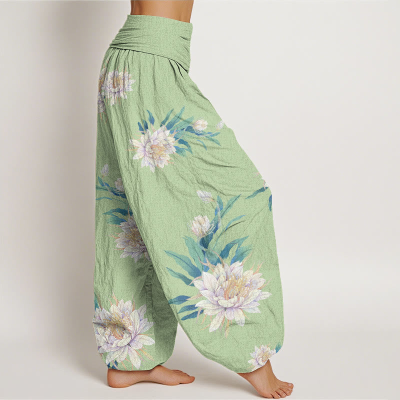 Buddha Stones Epiphyllum Muster Damen Haremshose mit elastischer Taille - image 3