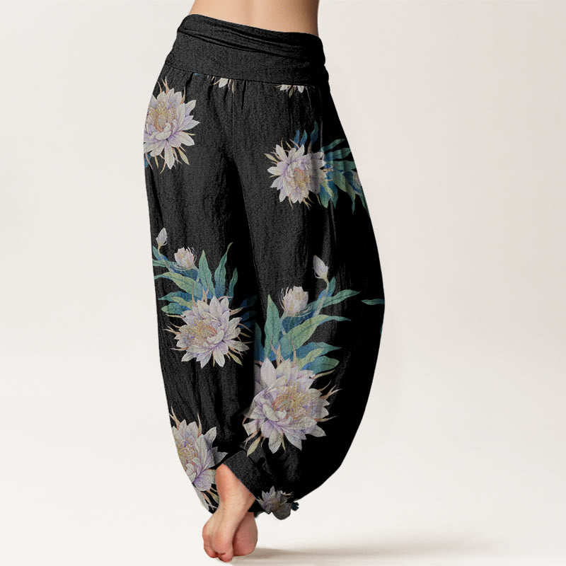 Buddha Stones Epiphyllum Muster Damen Haremshose mit elastischer Taille - image 6