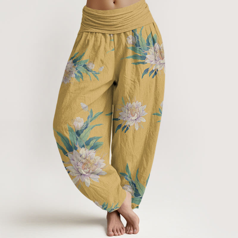 Buddha Stones Epiphyllum Muster Damen Haremshose mit elastischer Taille - Gold - US22， UK/AU26，EU54 (6XL) - image 8