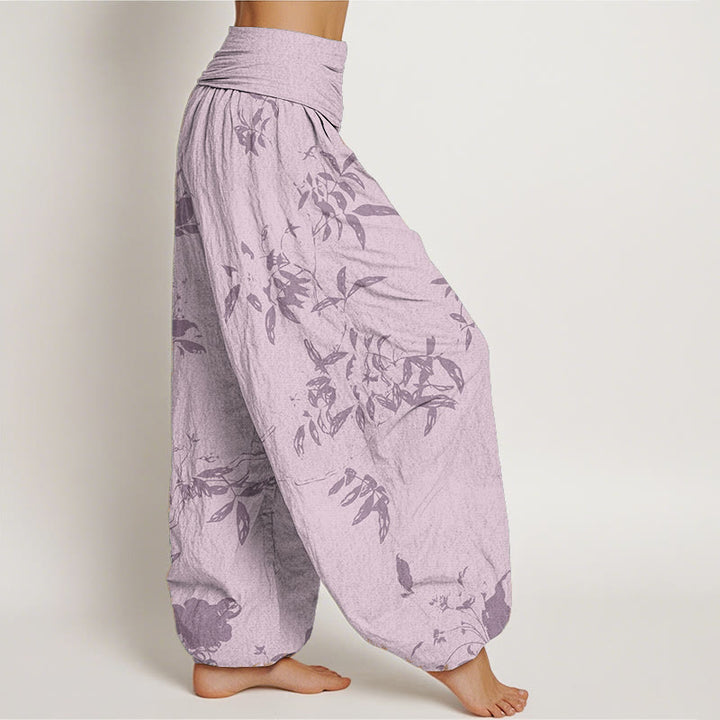 Buddha Stones Damen-Haremshose aus reiner Baumwolle mit Zweigmuster und elastischer Taille - image 12