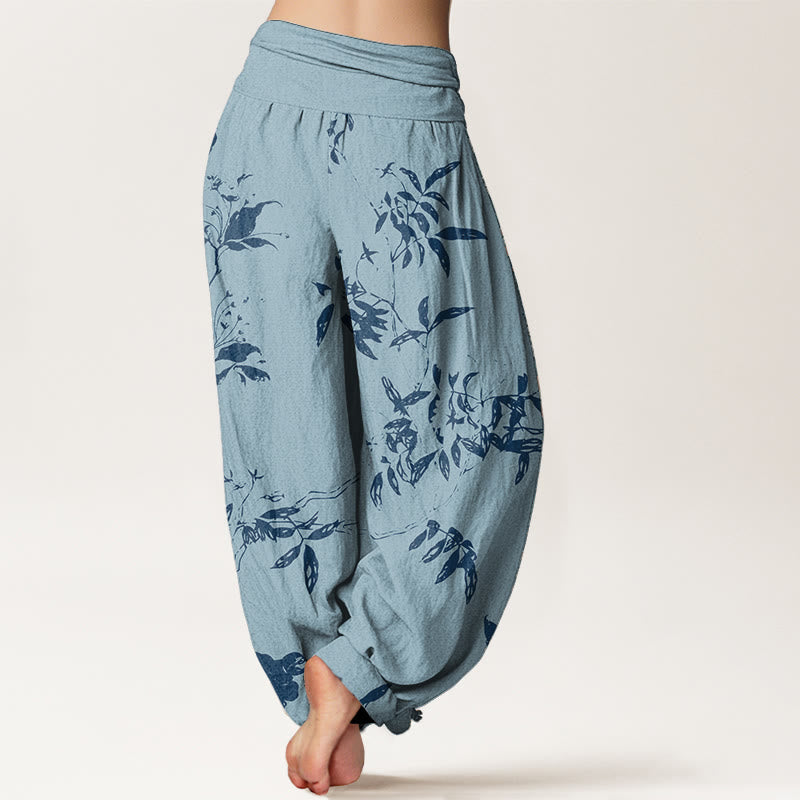 Buddha Stones Damen-Haremshose aus reiner Baumwolle mit Zweigmuster und elastischer Taille - image 8