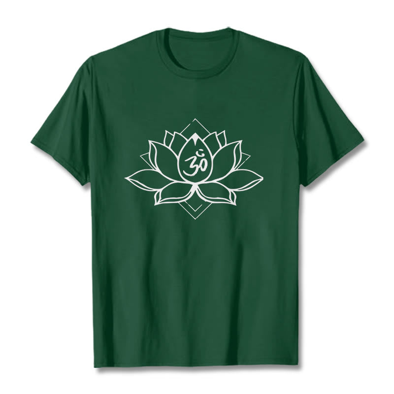Buddha Stones ​​Blühender Lotus Om Sanskrit Muster Baumwolle T-Shirt - Waldgrün - 2XL - image 10
