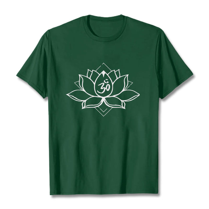 Buddha Stones ​​Blühender Lotus Om Sanskrit Muster Baumwolle T-Shirt - Waldgrün - 2XL - image 10