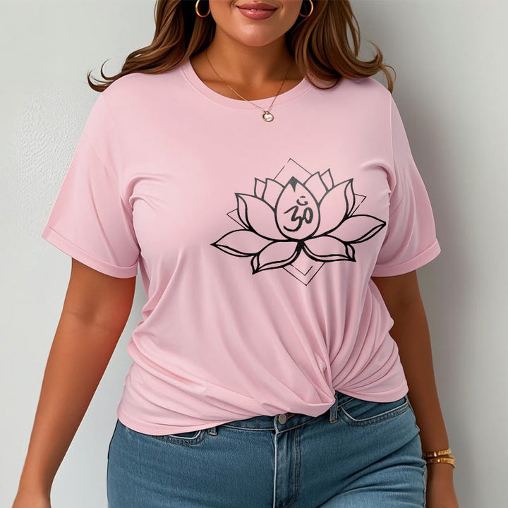 Buddha Stones ​​Blühender Lotus Om Sanskrit Muster Baumwolle T-Shirt - image 13