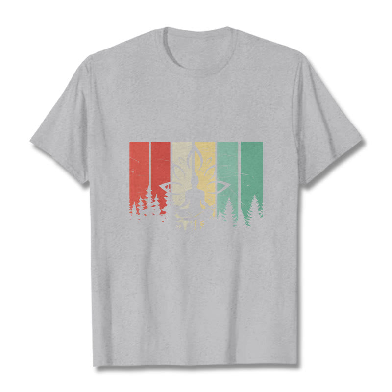 Buddha Stones ​​Buddha-Statue meditierend in Lotusposition Schattenmuster Baumwoll-T-Shirt - Hellgrau - 2XL - image 20