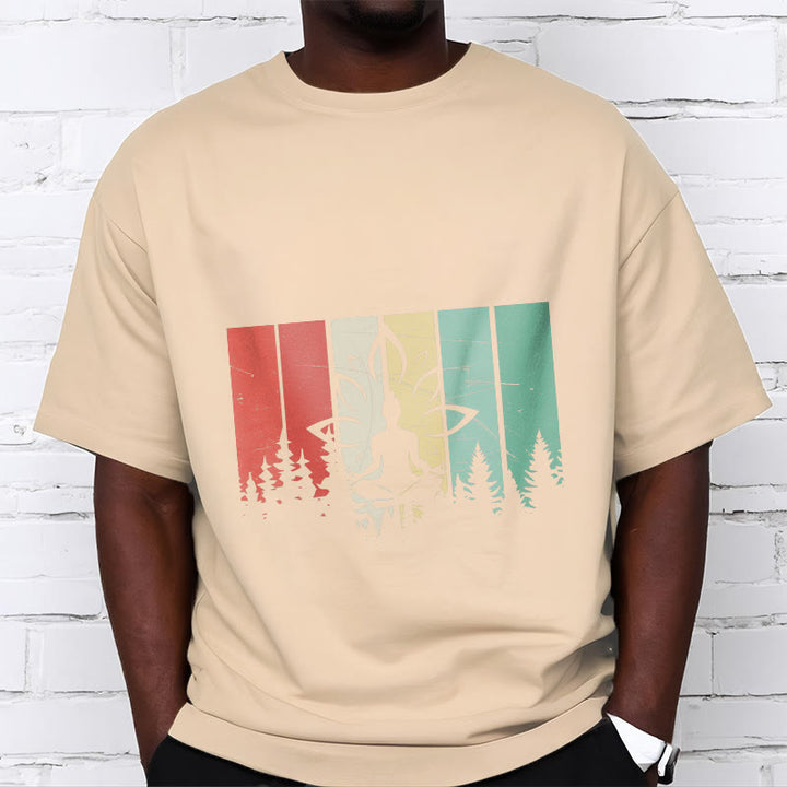 Buddha Stones ​​Buddha-Statue meditierend in Lotusposition Schattenmuster Baumwoll-T-Shirt - image 10