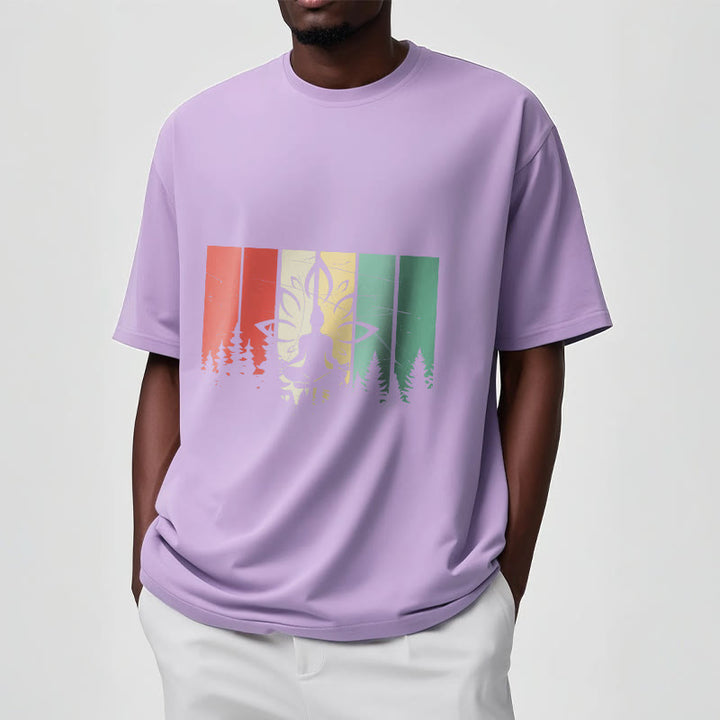 Buddha Stones ​​Buddha-Statue meditierend in Lotusposition Schattenmuster Baumwoll-T-Shirt - image 18