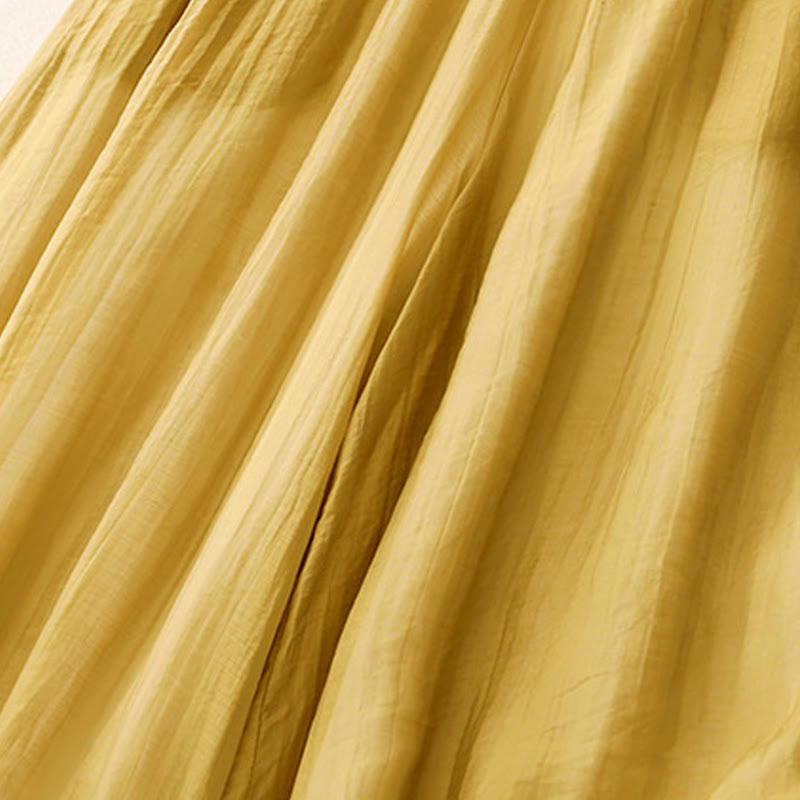 Buddha Stones Frühlings-Vintage-beiläufige, einfarbige Spitze mit Patchwork-Manschetten, Damenhose aus Baumwollleinen mit weitem Bein und Taschen - image 1