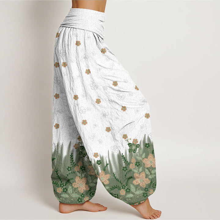 Buddha Stones Lässige Haremshose für Damen mit Blumen- und Grasmuster und elastischer Taille - image 9