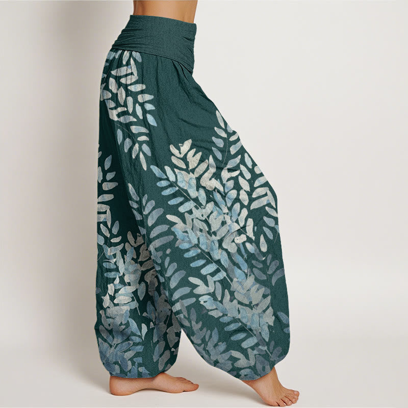 Lässige Haremshose aus Baumwolle mit Buddha Stones und Pflanzenmuster sowie elastischem Bund für Damen - image 5