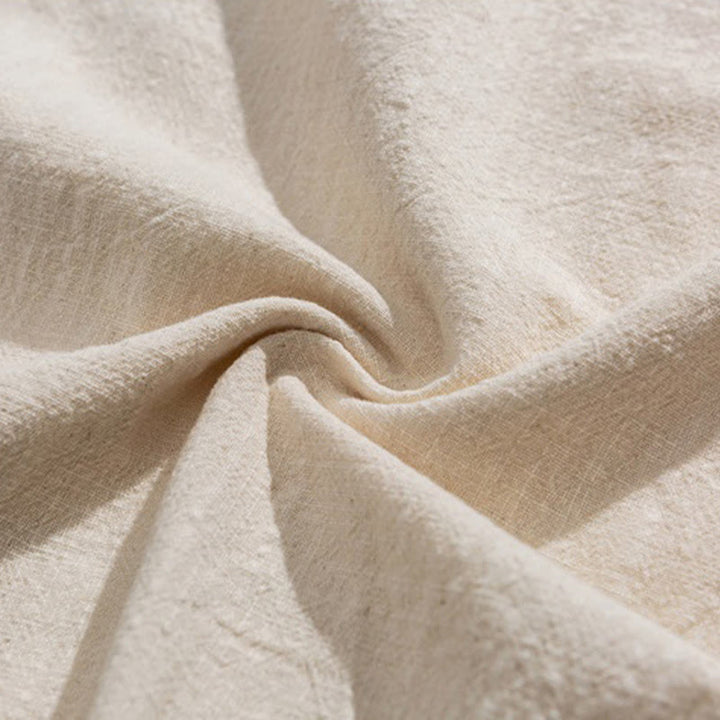 Buddha Stones Vintage Einfarbig Unregelmäßiger Saum Design Stehkragen Herren Halbarm Baumwollhemd Strickjacke Mit Taschen - image 8