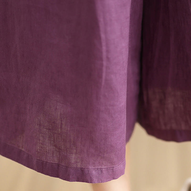 Buddha Stones Sommer Einfarbig Patchwork Einfaches Design Damen Baumwolle Weites Bein Kurze Hose Mit Taschen - image 11