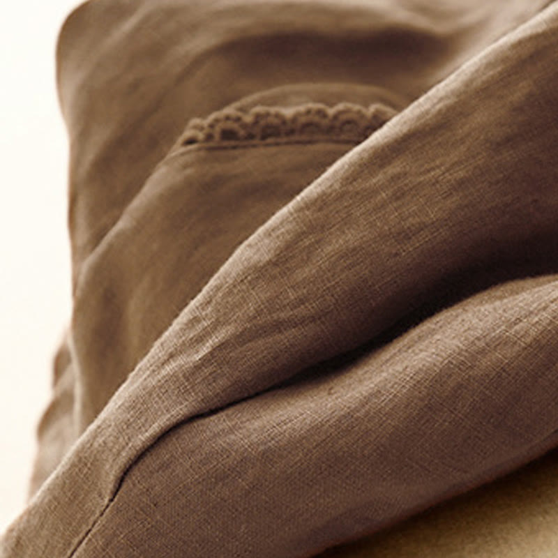 Buddha Stones Sommer-Baumwoll-Leinen-Hose mit Froschknöpfen und hoher Taille für Damen mit Taschen - image 16