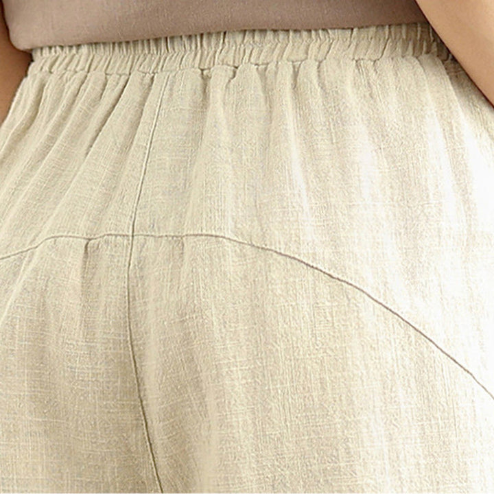 Buddha Stones Lässige, alltägliche, schlichte Haremshose aus Baumwolle und Leinen für Damen mit Taschen - image 7