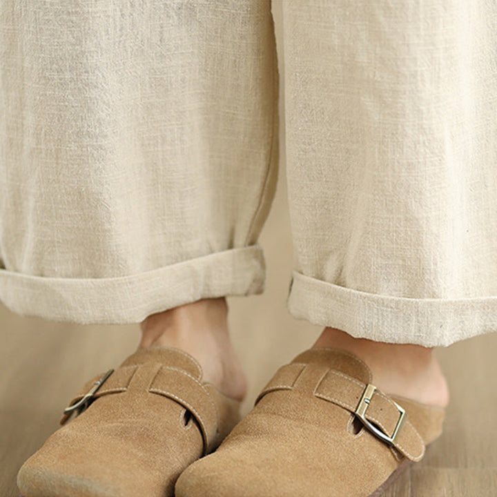 Buddha Stones Lässige, alltägliche, schlichte Haremshose aus Baumwolle und Leinen für Damen mit Taschen - image 10