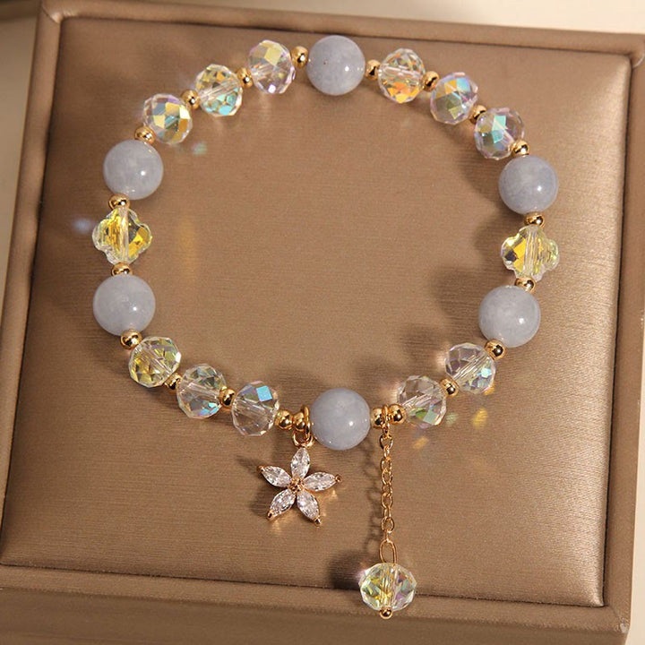 Buddha Stones Natürlicher Aquamarin Kristall Zirkon Blume Frieden Heilung Armband