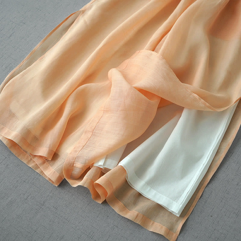 Buddha Stones Lässige, schlichte Ramie-Hose mit Schlitz, Länge 7–8, weites Bein, mit Taschen - image 10