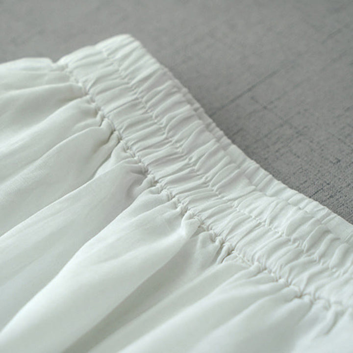 Buddha Stones Lässige, schlichte Ramie-Hose mit Schlitz, Länge 7–8, weites Bein, mit Taschen - image 13