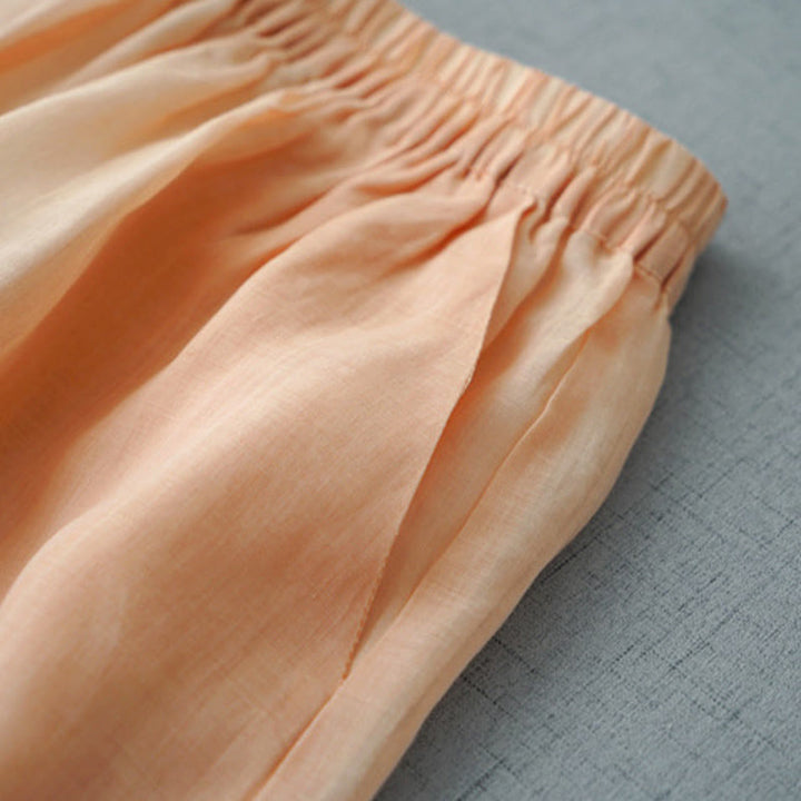 Buddha Stones Lässige, schlichte Ramie-Hose mit Schlitz, Länge 7–8, weites Bein, mit Taschen - image 7