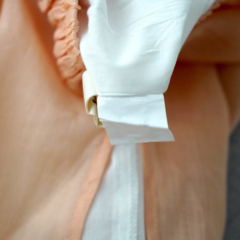 Buddha Stones Lässige, schlichte Ramie-Hose mit Schlitz, Länge 7–8, weites Bein, mit Taschen