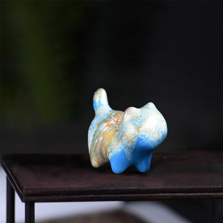 Buddha Stones ​​Mini Schöne Katze Ebenholz Lack Handwerk Frieden Dekoration - Blau (zufällige blaue Farbe) - image 7