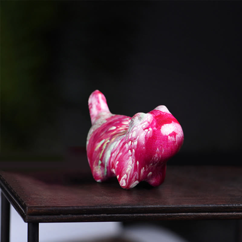 Buddha Stones ​​Mini Schöne Katze Ebenholz Lack Handwerk Frieden Dekoration - Rot (zufällige rote Farbe) - image 3