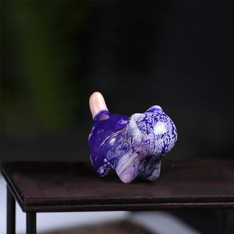 Buddha Stones ​​Mini Schöne Katze Ebenholz Lack Handwerk Frieden Dekoration - Lila (zufällige lila Farbe) - image 12