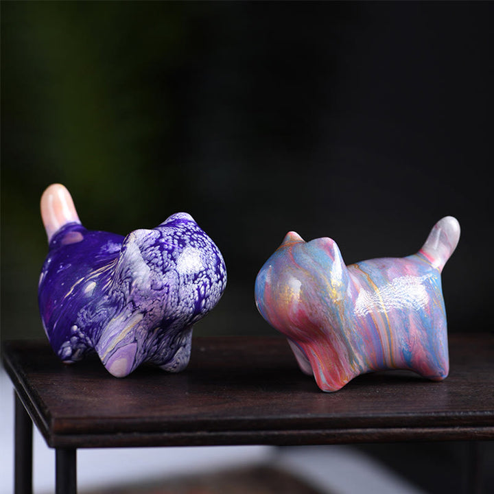 Buddha Stones ​​Mini Schöne Katze Ebenholz Lack Handwerk Frieden Dekoration - image 14