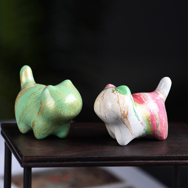 Buddha Stones ​​Mini Schöne Katze Ebenholz Lack Handwerk Frieden Dekoration - image 1