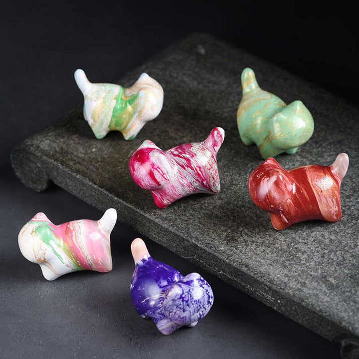 Buddha Stones ​​Mini Schöne Katze Ebenholz Lack Handwerk Frieden Dekoration - image 15