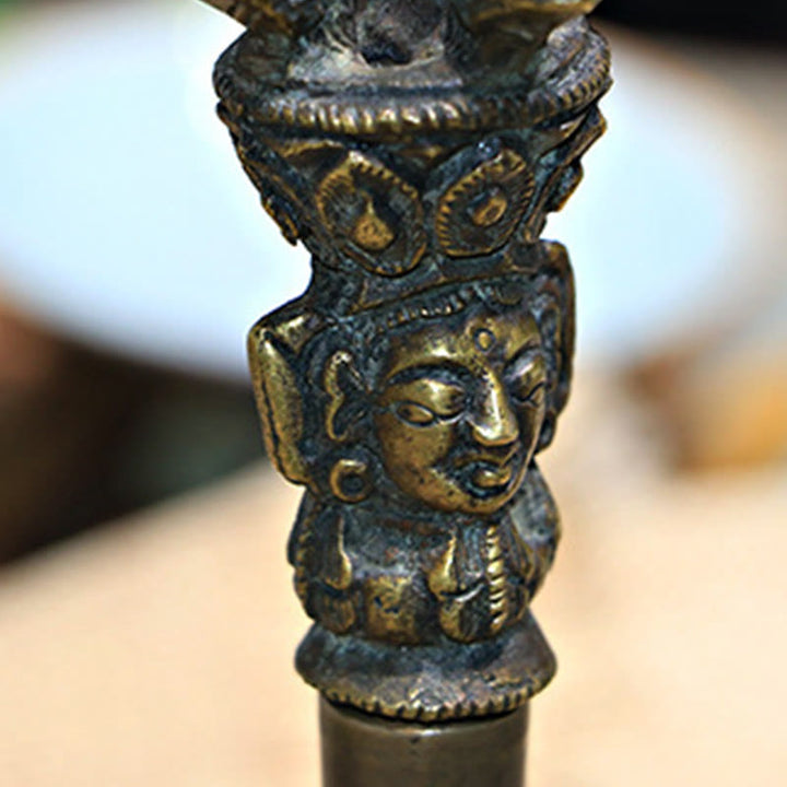 Buddha Stones 2 Stück handgefertigte tibetische Meditationsglocke und Vajra Dorje Kupfer-Stärke-Dekorationsset