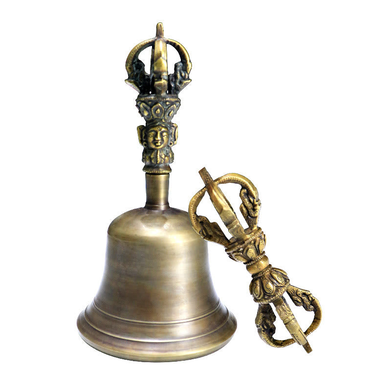 Buddha Stones 2 Stück handgefertigte tibetische Meditationsglocke und Vajra Dorje Kupfer-Stärke-Dekorationsset - image 14