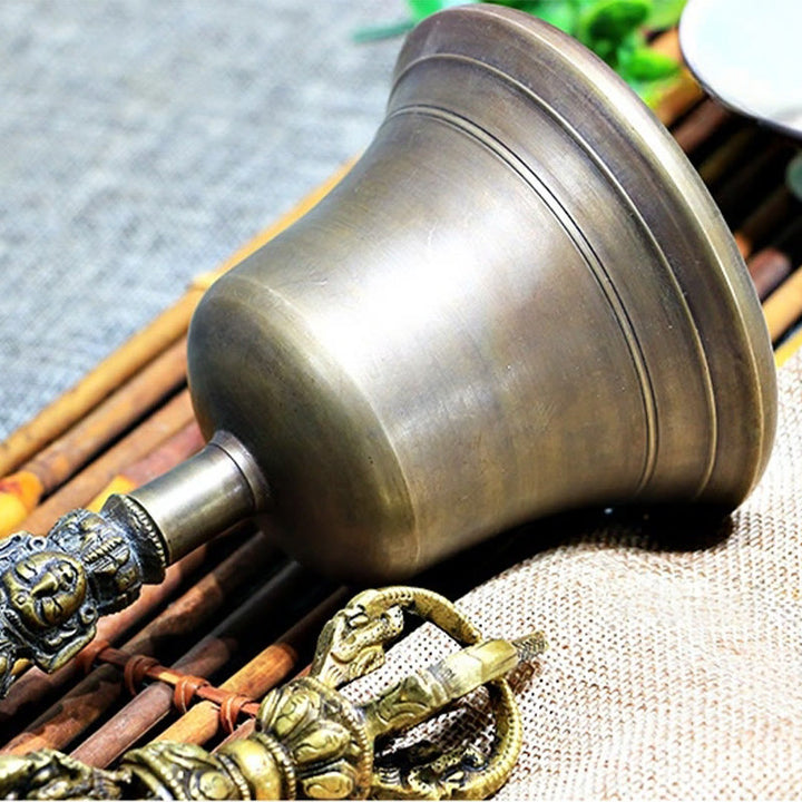 Buddha Stones 2 Stück handgefertigte tibetische Meditationsglocke und Vajra Dorje Kupfer-Stärke-Dekorationsset