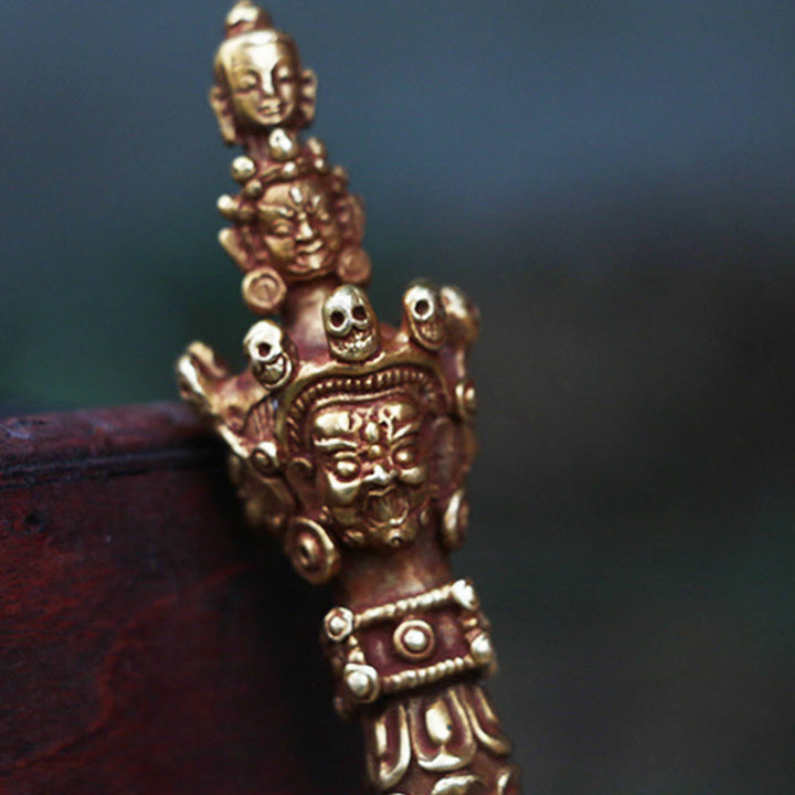Buddha Stones, handgefertigt, klein, Nepal, Vajra, Dorje, Stärke, Kupfer, Metall, Dekoration